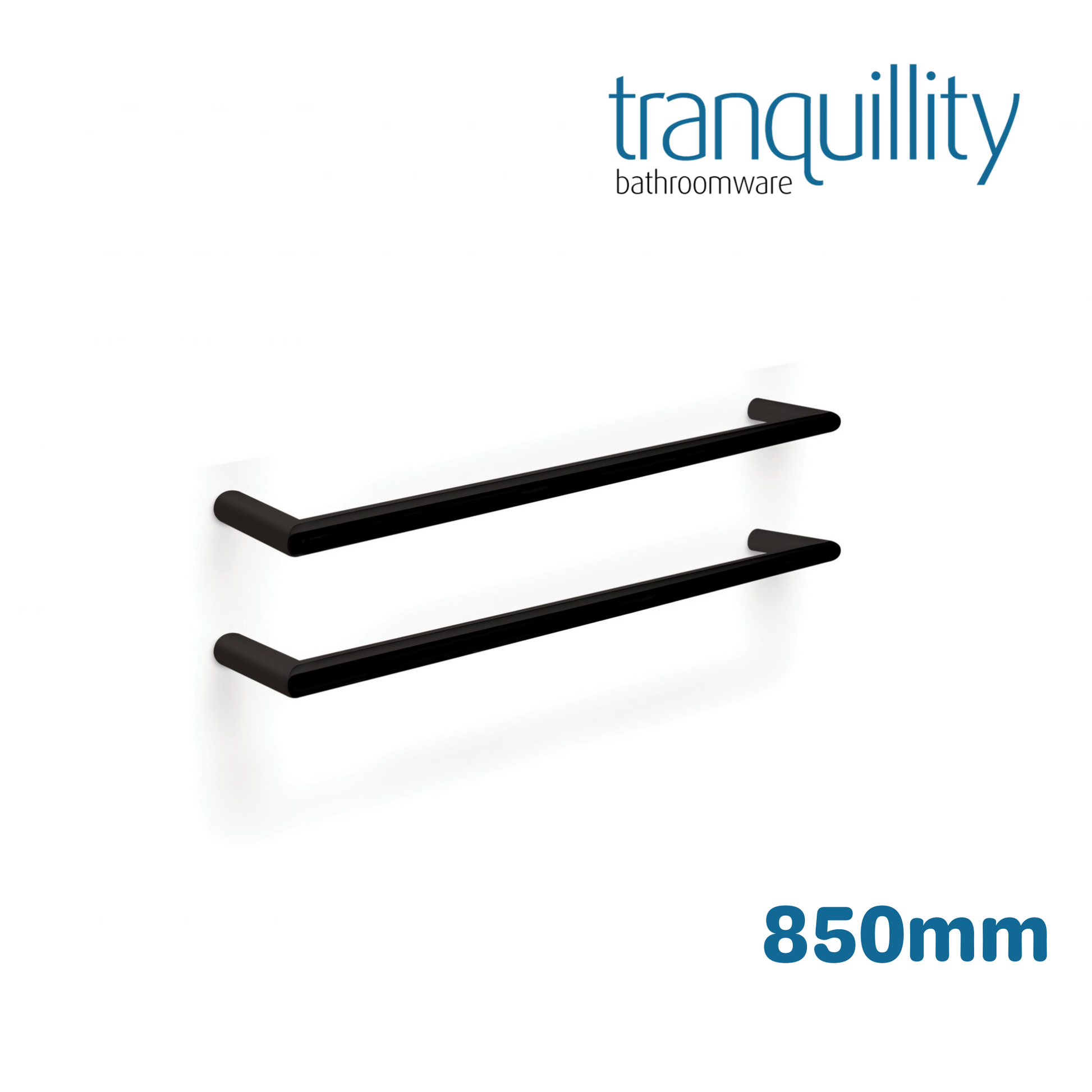 TRANQUILLITY ROUND SINGLE BAR HEATED TOWEL RAIL 850MM - MATTE BLACK - The Tile Collection™