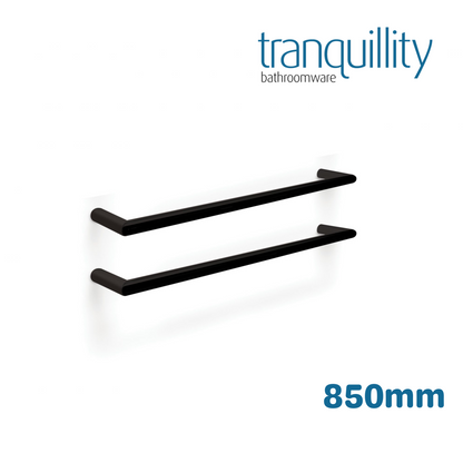 TRANQUILLITY ROUND SINGLE BAR HEATED TOWEL RAIL 850MM - MATTE BLACK - The Tile Collection™