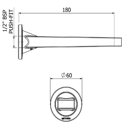 METHVEN GLIDE WALL MOUNTED BATH SPOUT- MATTE BLACK
