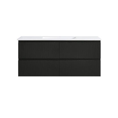 VERTO MOSCO 1200MM SINGLE PLYWOOD WALL HUNG VANITY - MATT BLACK, FLUTED FRONT