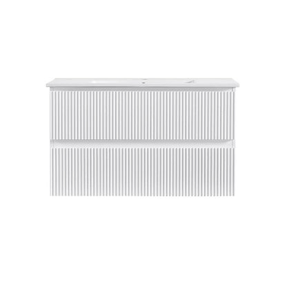VERTO MOSCO 900MM PLYWOOD WALL HUNG VANITY - MATT WHITE, FLUTED FRONT