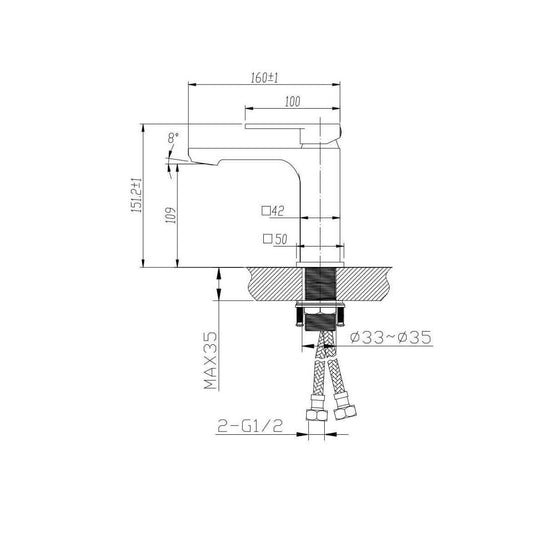 ZERPYR VELA BASIN MIXER - BRUSHED BRASS