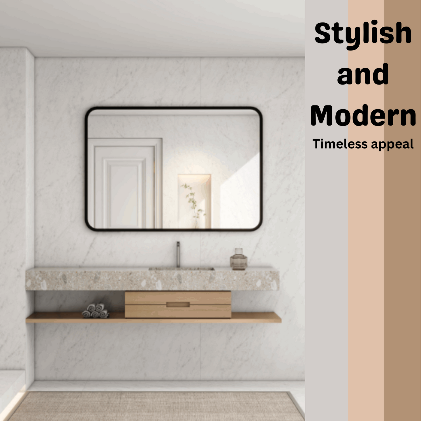 600x750MM SERAPHINE BLACK ALUMINIUM FRAMED MIRROR DN - The Tile Collection™