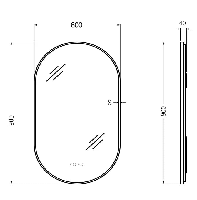 OVAL BACKLIT LED MIRROR 600X900MM WITH MOTION SENSOR | BRUSHED BRASS FRAME | DEFOGGER | 3 COLOURS LIGHTS