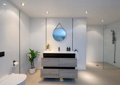 1500MM POLO BLACK AND LIGHT OAK PLYWOOD FLOORSTANDING VANITY SINGLE BASIN - The Tile Collection™