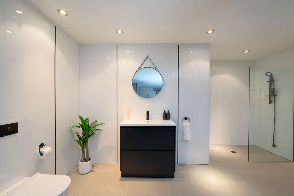 900MM POLO DARK OAK PLYWOOD FLOORSTANDING VANITY WITH CERAMIC TOP - The Tile Collection™