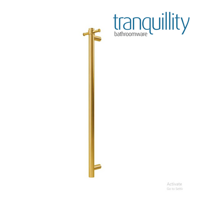 TRANQUILLITY ROUND VERTICAL HEATED TOWEL BAR 1000MM | BRUSHED BRASS - The Tile Collection™