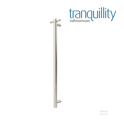 TRANQUILLITY ROUND VERTICAL HEATED TOWEL BAR 1000MM | BRUSHED STAINLESS - The Tile Collection™