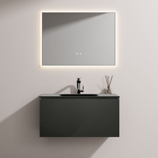 PARALLEL AVO WALL HUNG VANITY | 900MM | MATTE BLACK | PLYWOOD