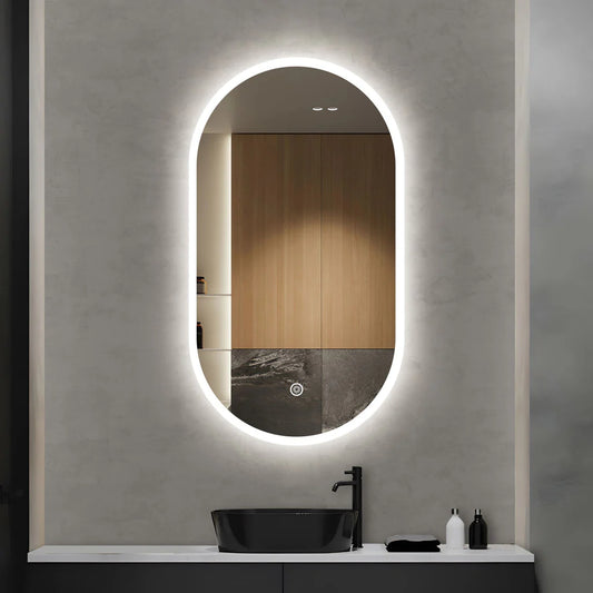 900x500MM PILL SHAPE LED MIRROR WITH TOUCH SENSOR BC| DEFOGGER | 3 COLOURS LIGHTS