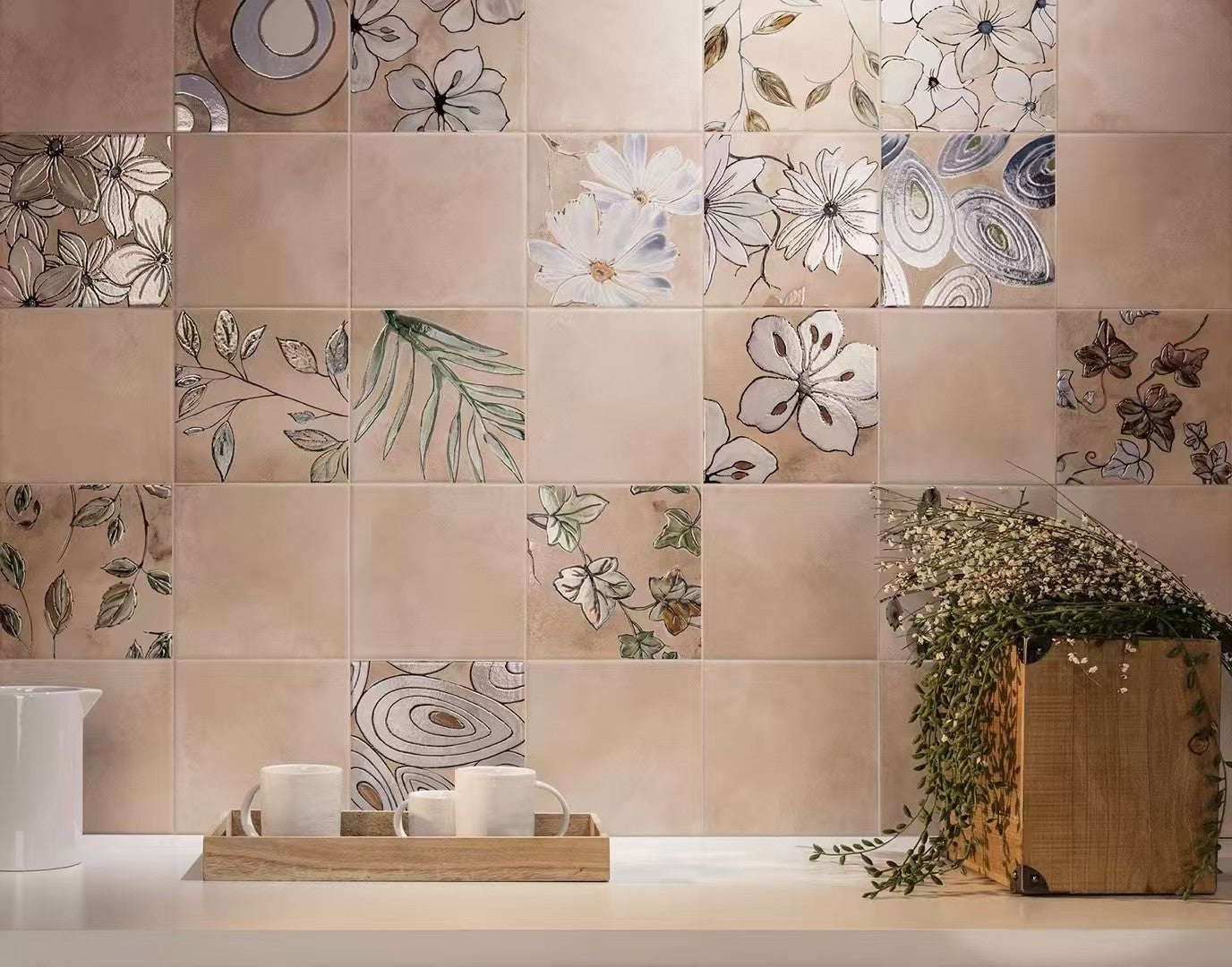 PINK DECO PORCELAIN TILE 200X200MM