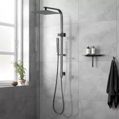 FUSION PREMIUM SQUARE RAIL DUAL RAIN SHOWER COLUMN - BRUSHED GUNMETAL GREY - The Tile Collection™