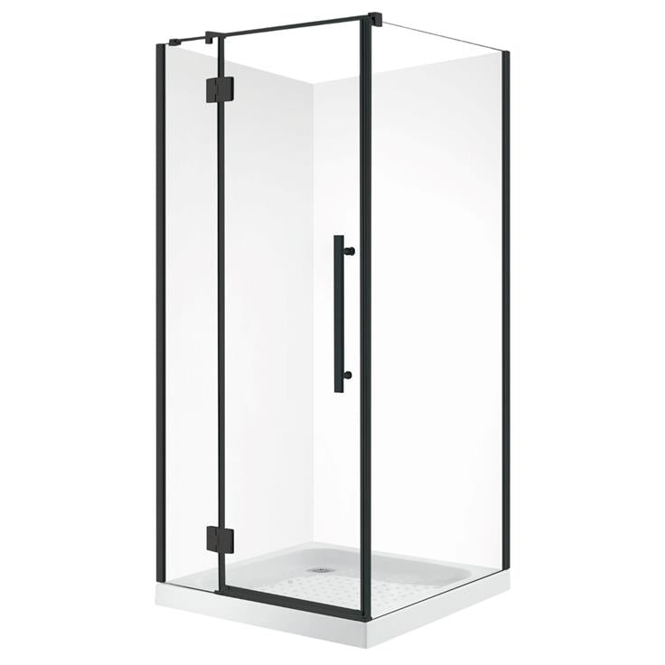 900X900MM SQUARE FRAMELESS SHOWER GLASS - BLACK