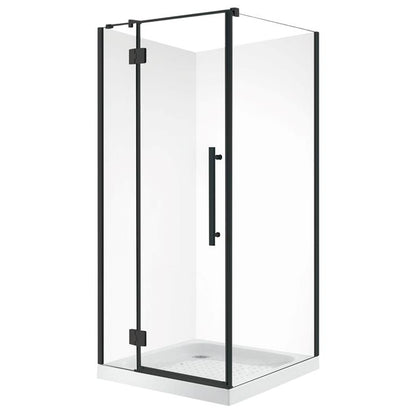 900X900MM SQUARE FRAMELESS SHOWER GLASS - BLACK