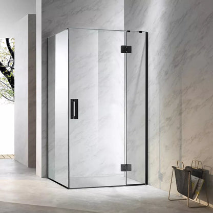 900X900MM SQUARE FRAMELESS SHOWER GLASS - BLACK