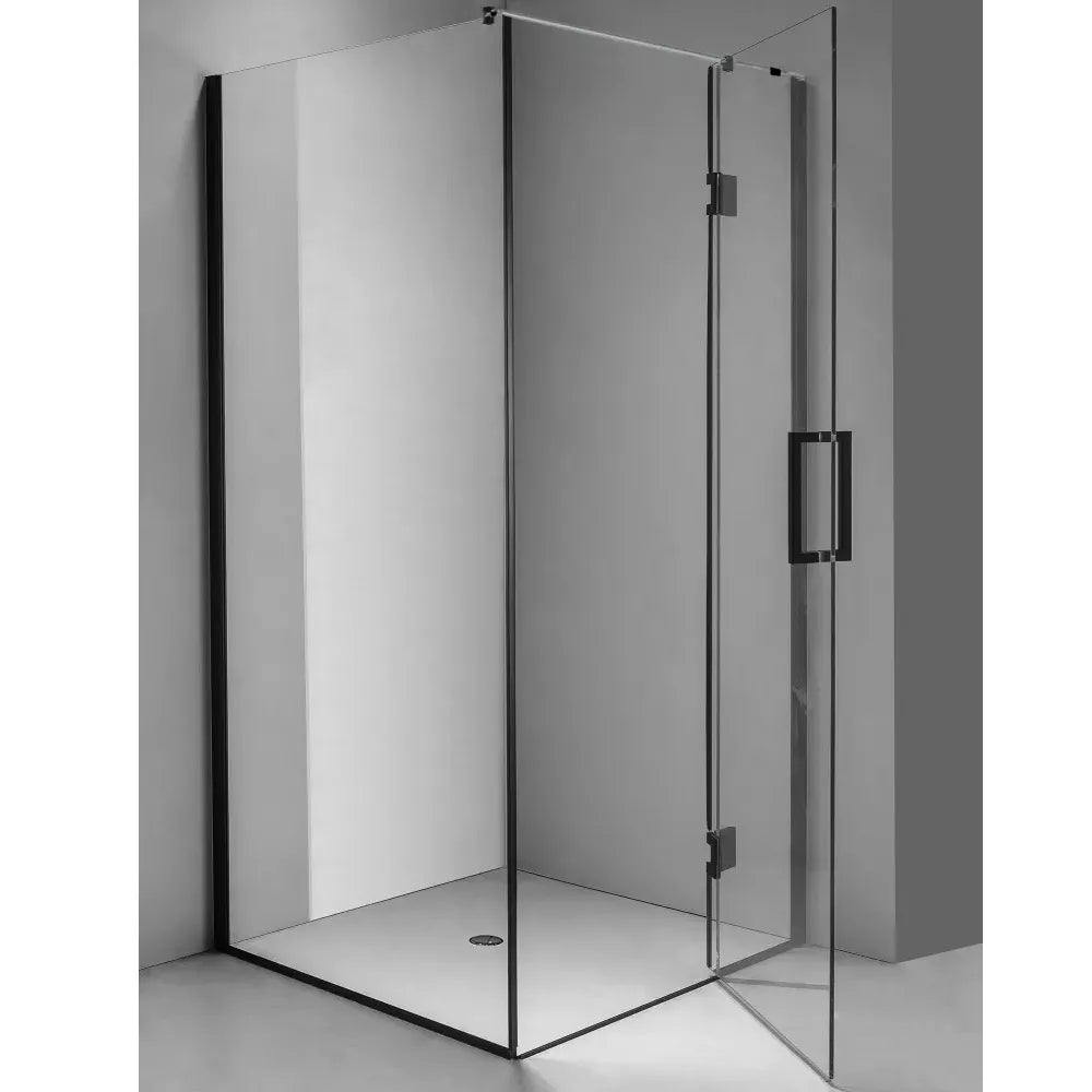 900X900MM SQUARE FRAMELESS SHOWER GLASS - BLACK