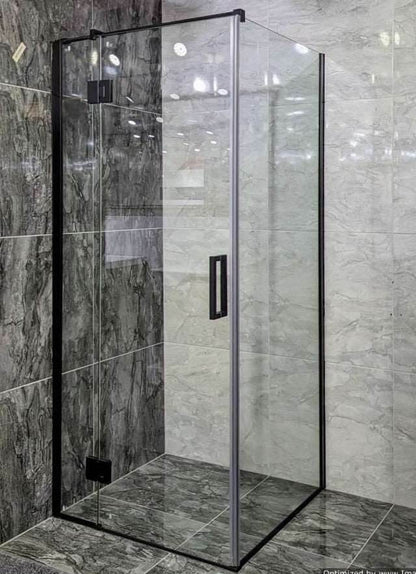 1000X1000MM SQUARE FRAMELESS SHOWER GLASS - BLACK - The Tile Collection™