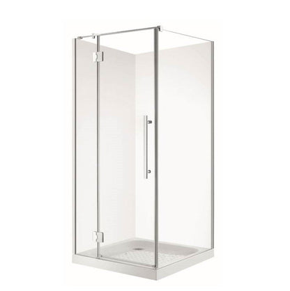 900X900MM FRAMELESS SHOWER GLASS WITH SWING DOOR- CHROME - The Tile Collection™