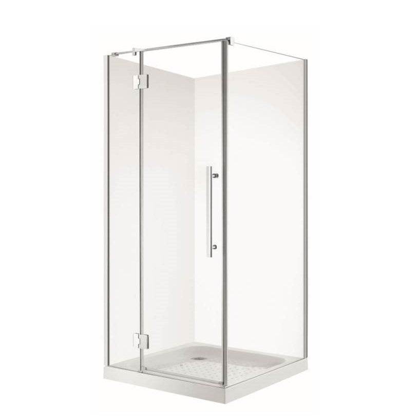 1000X1000MM FRAMELESS SHOWER GLASS WITH SWING DOOR- CHROME - The Tile Collection™