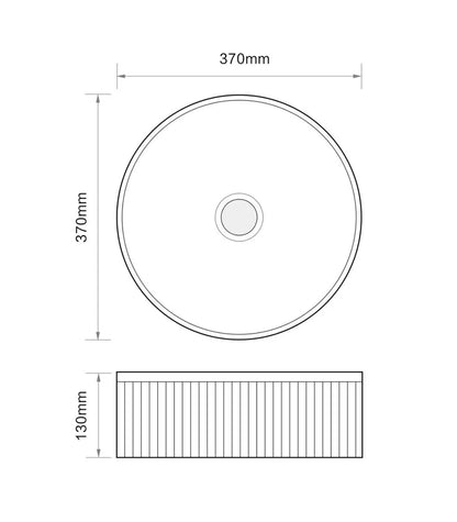 370MM ROUND FLUTED CERAMIC BASIN - GLOSS WHITE BC (ABOVE-COUNTER )
