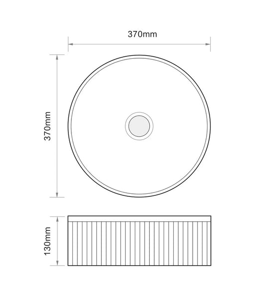 370MM ROUND FLUTED CERAMIC BASIN - GLOSS WHITE BC (ABOVE-COUNTER )