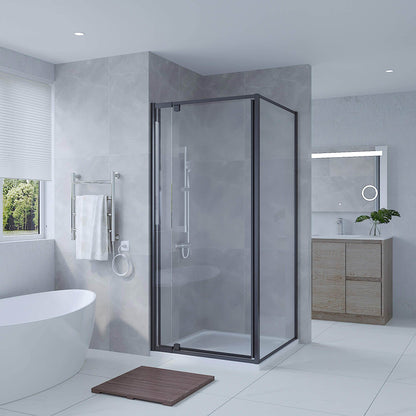 1000X1000MM SQUARE SHOWER GLASS ONLY - MATTE BLACK - The Tile Collection™