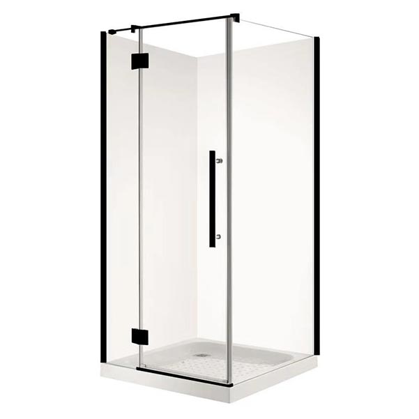 900X900MM SQUARE FRAMELESS SHOWER GLASS - BLACK