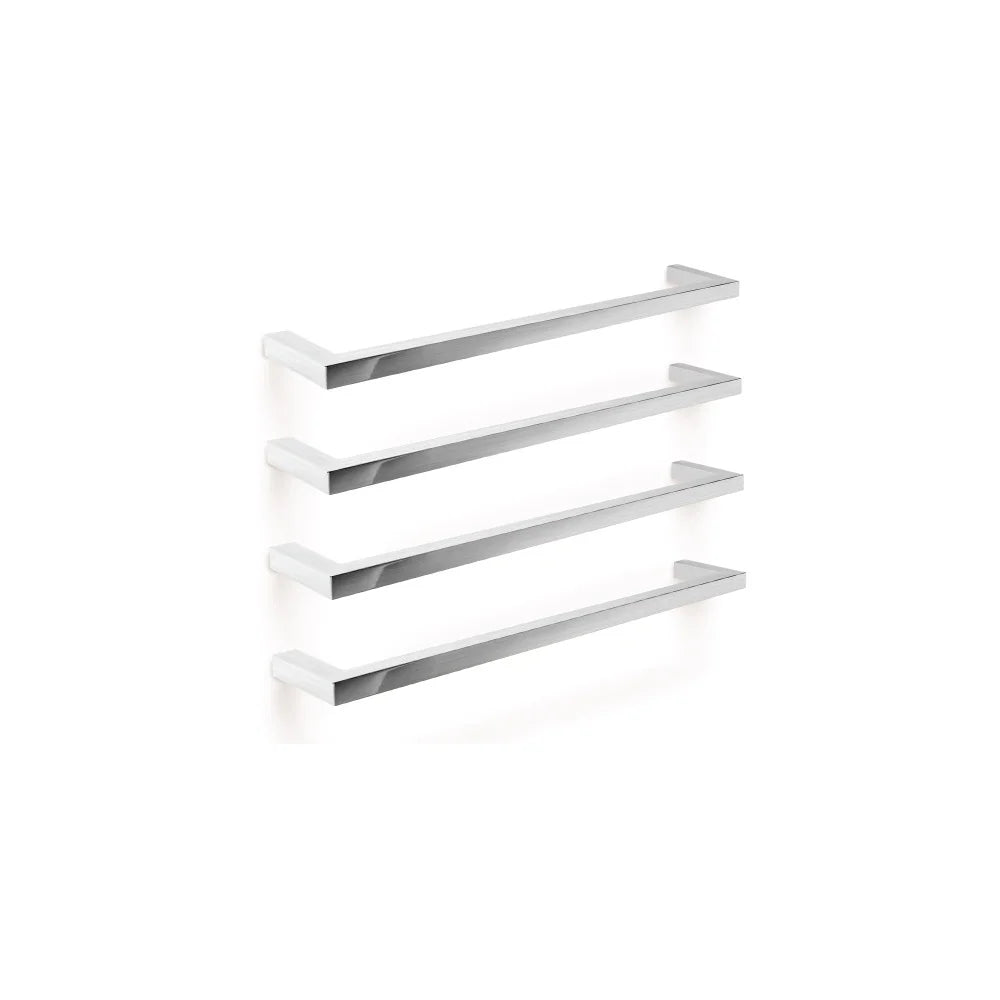 TRANQUILLITY SQUARE SINGLE BAR HEATED TOWEL RAIL 450MM - BRUSHED STAINLESS