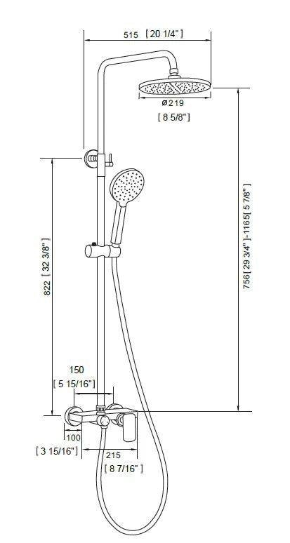 ROUND 4 IN 1 SHOWER STATION WITH EXTERNAL MIXER - MATTE BLACK
