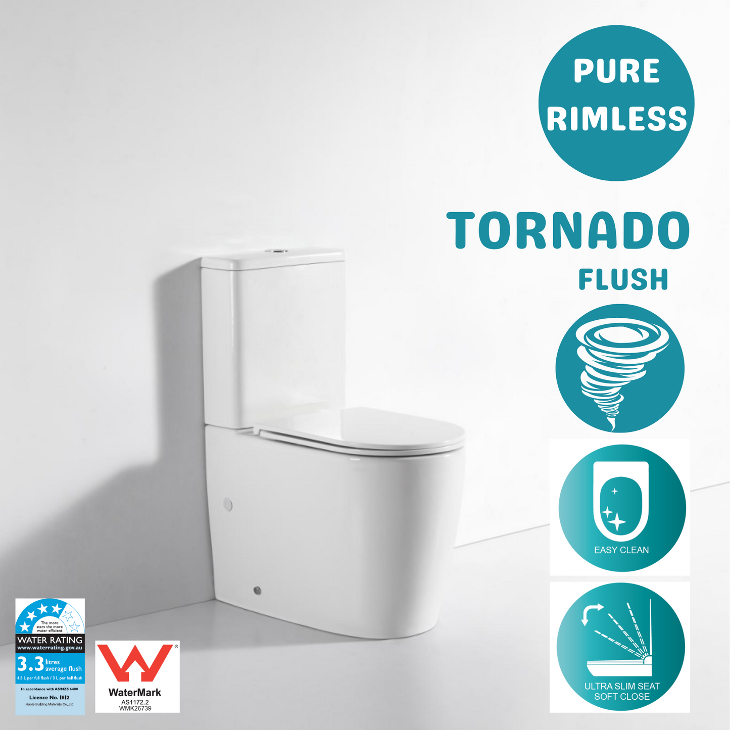 OCEANO OVERHEIGHT ZERO RIM TORNADO TOILET SUITE 660x370x850MM