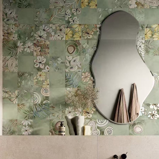 THE GARDENS GREEN DECO PORCELAIN TILE 200X200MM