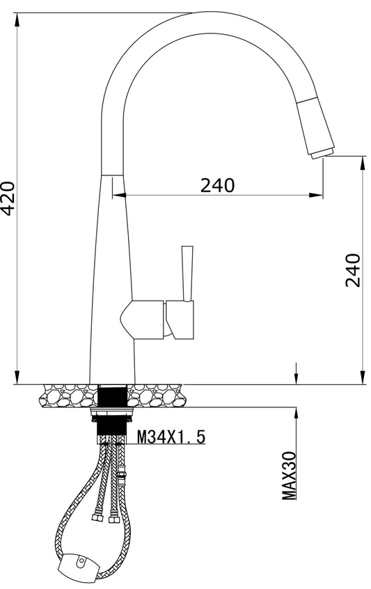 KASPER PULLOUT KITCHEN SINK MIXER - PVD CHAMPAGNE  (ONLINE ONLY)