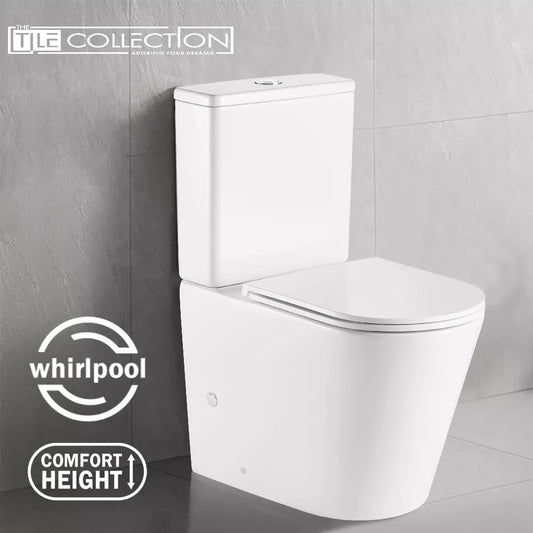 OPAL WHIRLPOOL COMFORT HEIGHT GLOSS WHITE BACK TO WALL TOILET SUITE  670x360x850MM