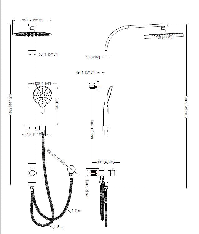 VELA ROUND DUAL SHOWER COLUMN - 5 COLOURS