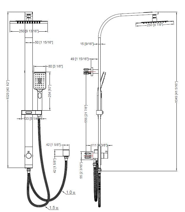 VELA SQUARE DUAL SHOWER COLUMN - 5 COLOURS