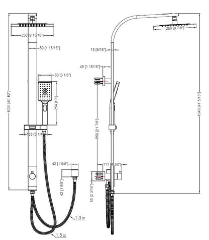 VELA SQUARE DUAL SHOWER COLUMN - 5 COLOURS