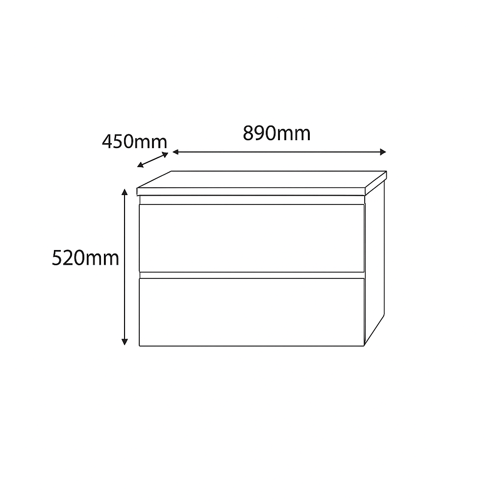 VERTO MOSCO 900MM PLYWOOD WALL HUNG VANITY - MATT BLACK, FLUTED FRONT