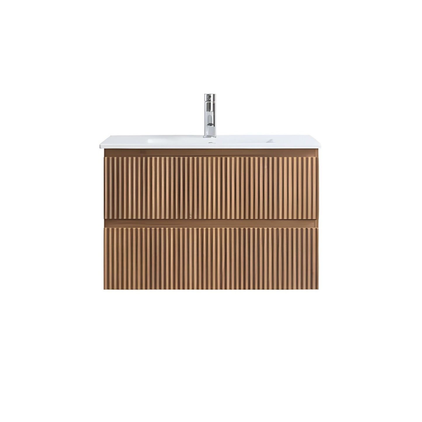 VERTO MOSCO 750MM WALL HUNG VANITY - LIGHT OAK, FLUTED FRONT