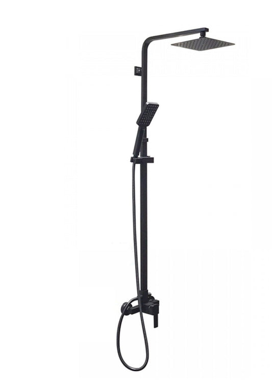 FUSION SQUARE RAIN SHOWER SET WITH EXTERNAL MIXER - MATTE BLACK