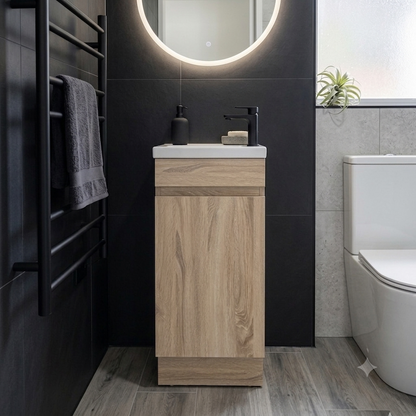 YOLO SLIM FLOOR STANDING VANITY | LIGHT OAK | 400MM | PLYWOOD