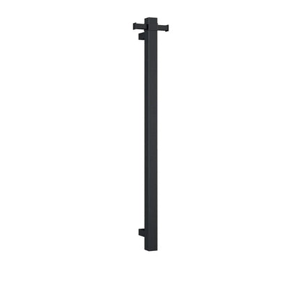 Matt Black Single Bar Heated Towel Rail - Square 900mm