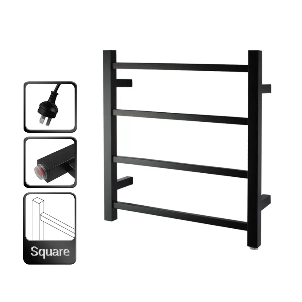 4 BAR SQUARE HEATED TOWEL RAIL ZNY 520H*500W*120D- MATTE BLACK