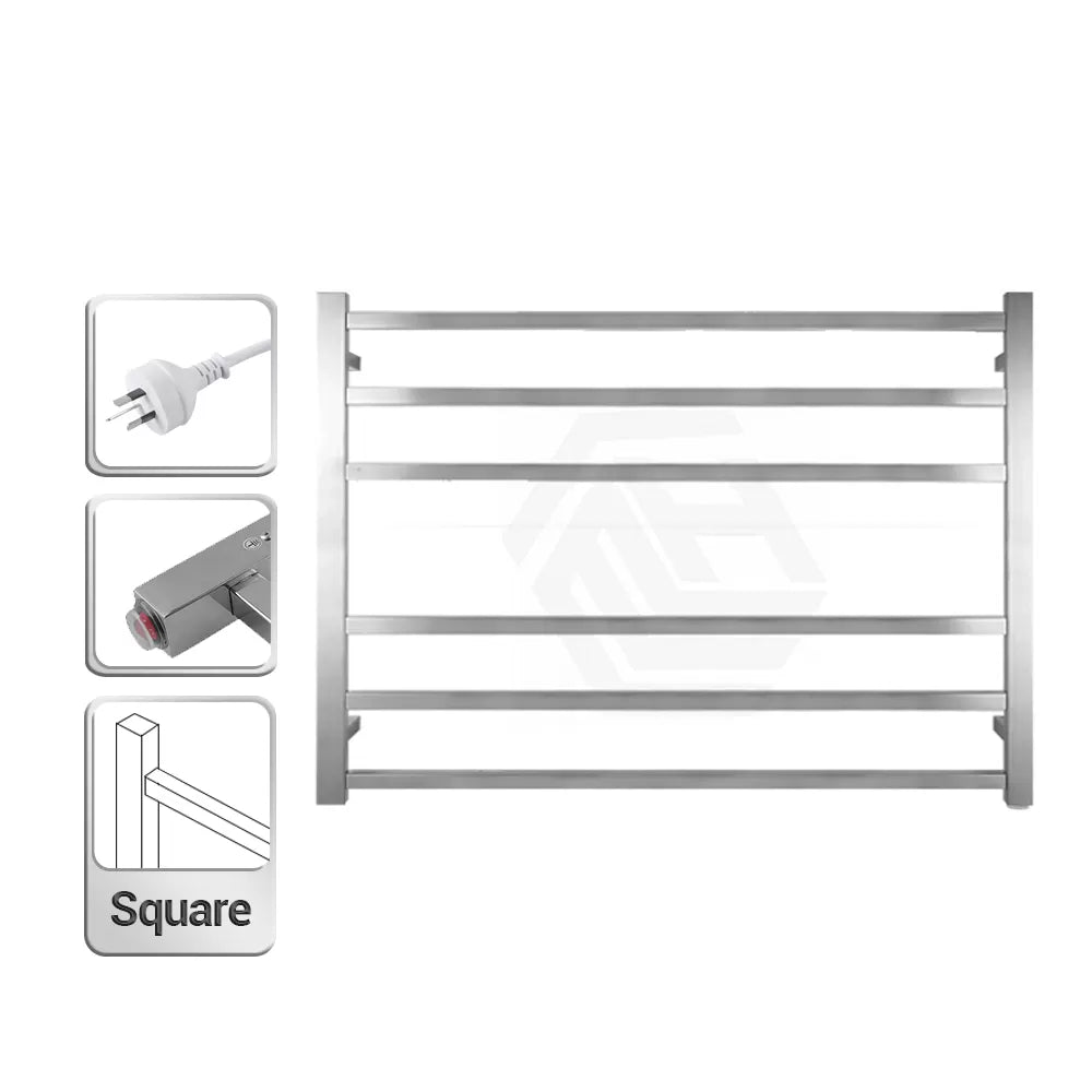 6 BAR 850MM WIDE SQUARE HEATED TOWEL RAIL 600H*850W*120D - CHROME - The Tile Collection™