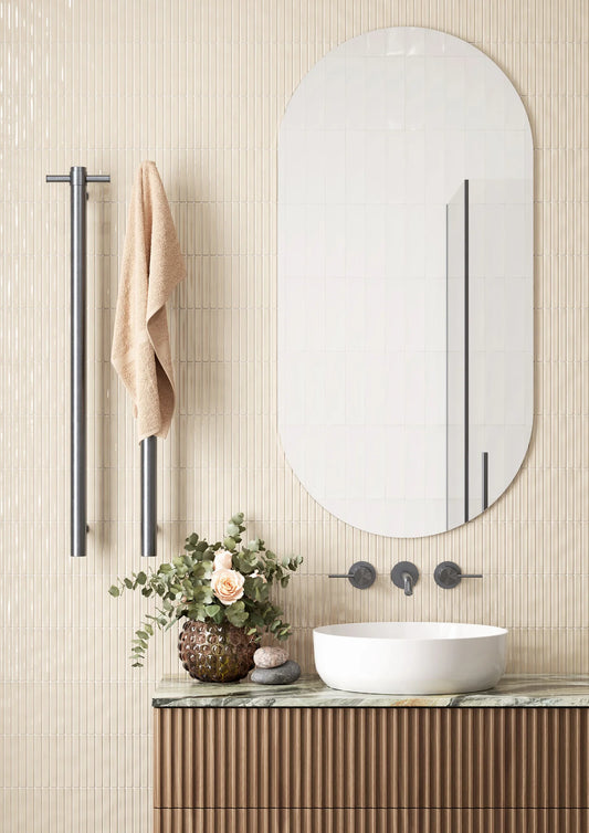 12V ZEPHYR ROUND VERTICAL SINGLE HEATED TOWEL BAR | 900MM | 2 COLOURS - The Tile Collection™