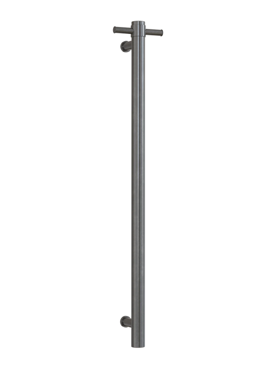 12V ZEPHYR ROUND VERTICAL SINGLE HEATED TOWEL BAR | 900MM | 2 COLOURS - The Tile Collection™