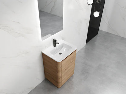 600MM BROOK CURVED FLOORSTANDING VANITY | HONEY OAK