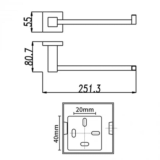 FUSION SQUARE HAND TOWEL HOLDER 250MM- MATTE BLACK