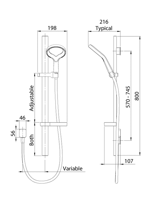 METHVEN AURAJET AIO RAIL SHOWER -MATTE BLACK