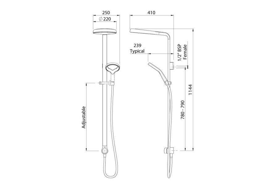 METHVEN AURAJET AIO SHOWER SYSTEM -CHROME AND WHITE