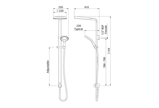 METHVEN AURAJET AIO SHOWER SYSTEM -CHROME AND WHITE